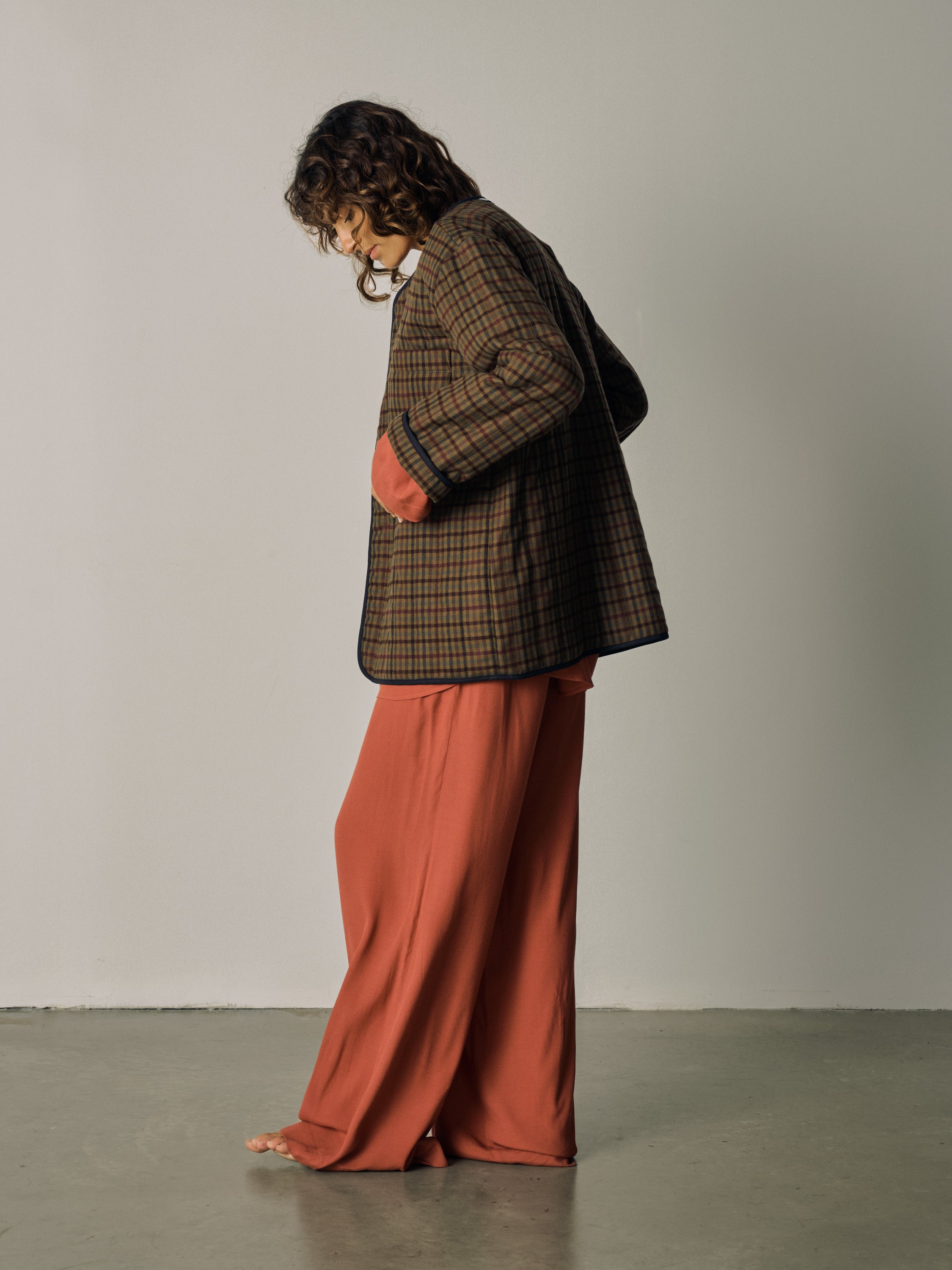 Padded jacket - chestnut check