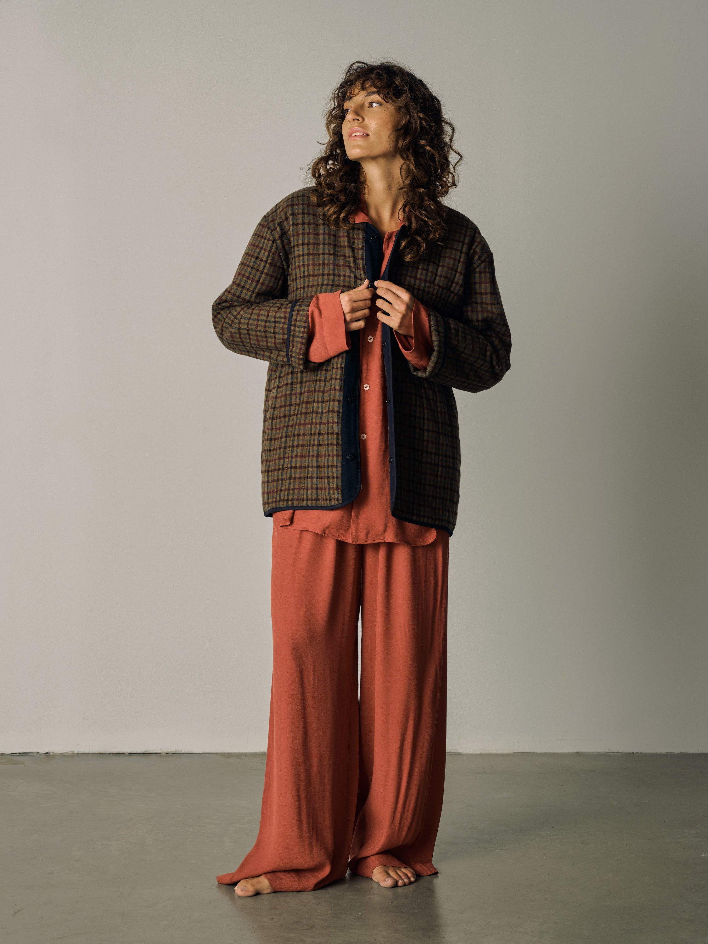 Padded jacket - chestnut check