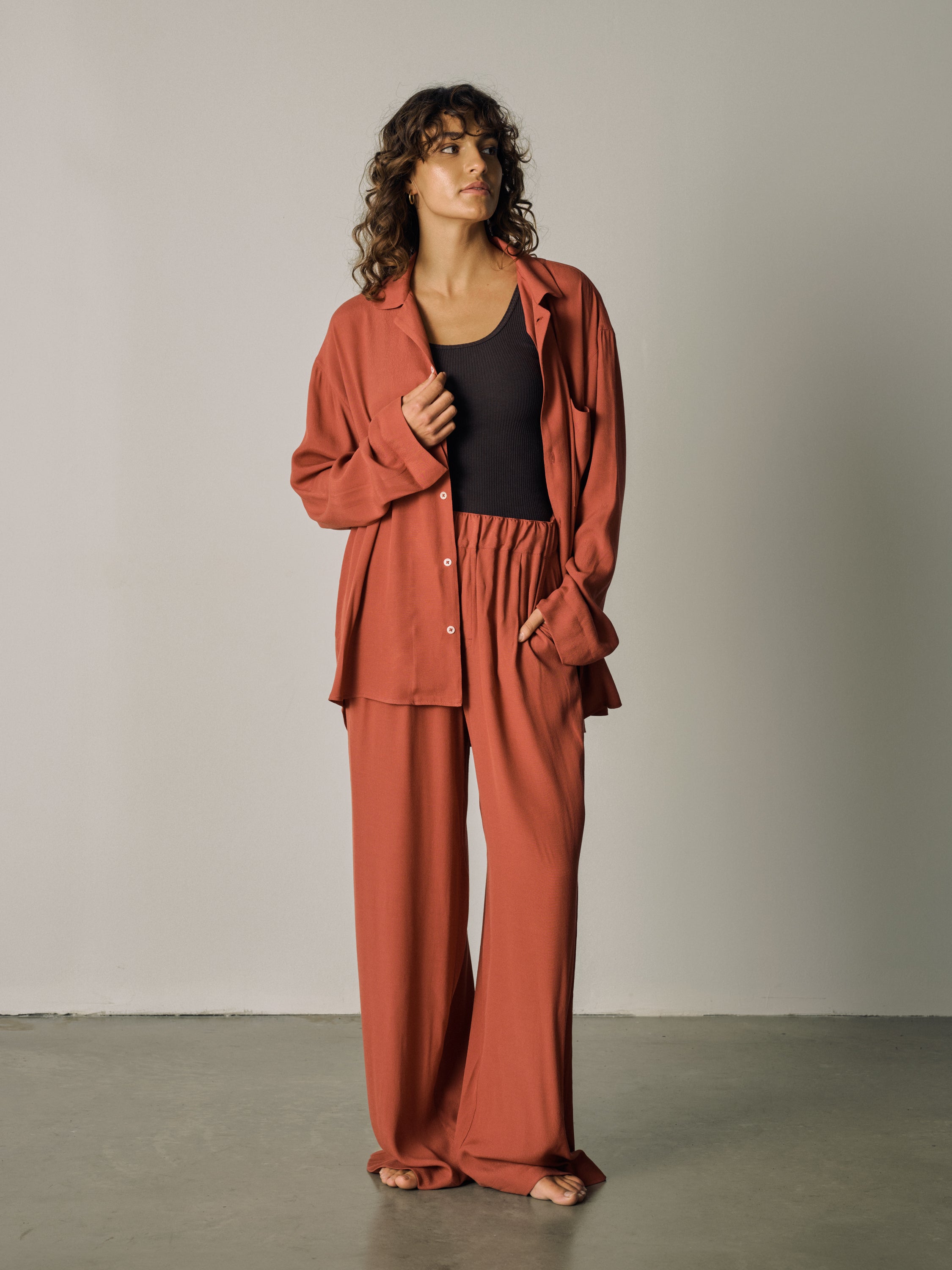 Pyjama Set (Shirt + Pants) - terracotta