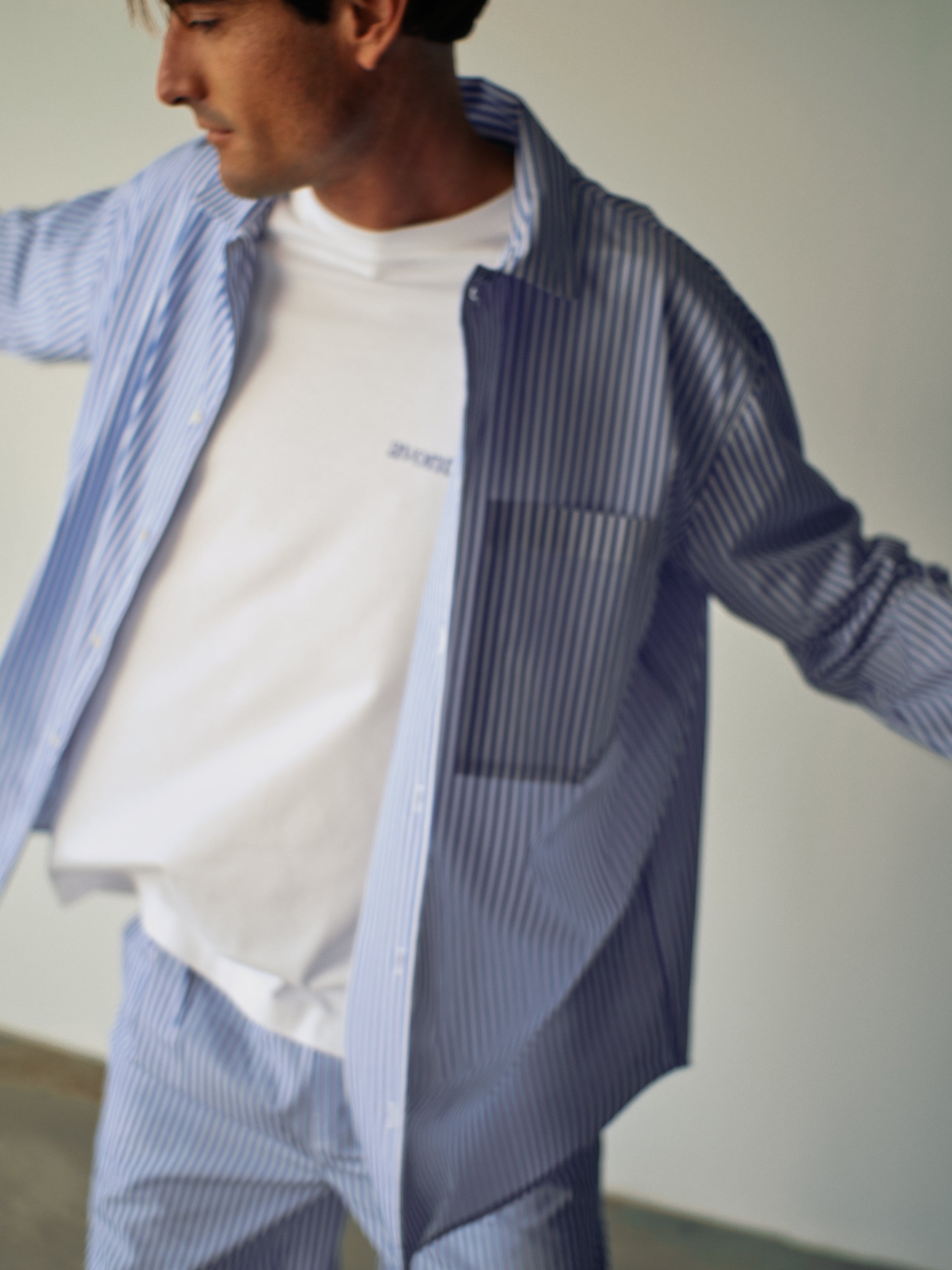 Pyjama Set (Shirt + Pants) - indigo blue stripe