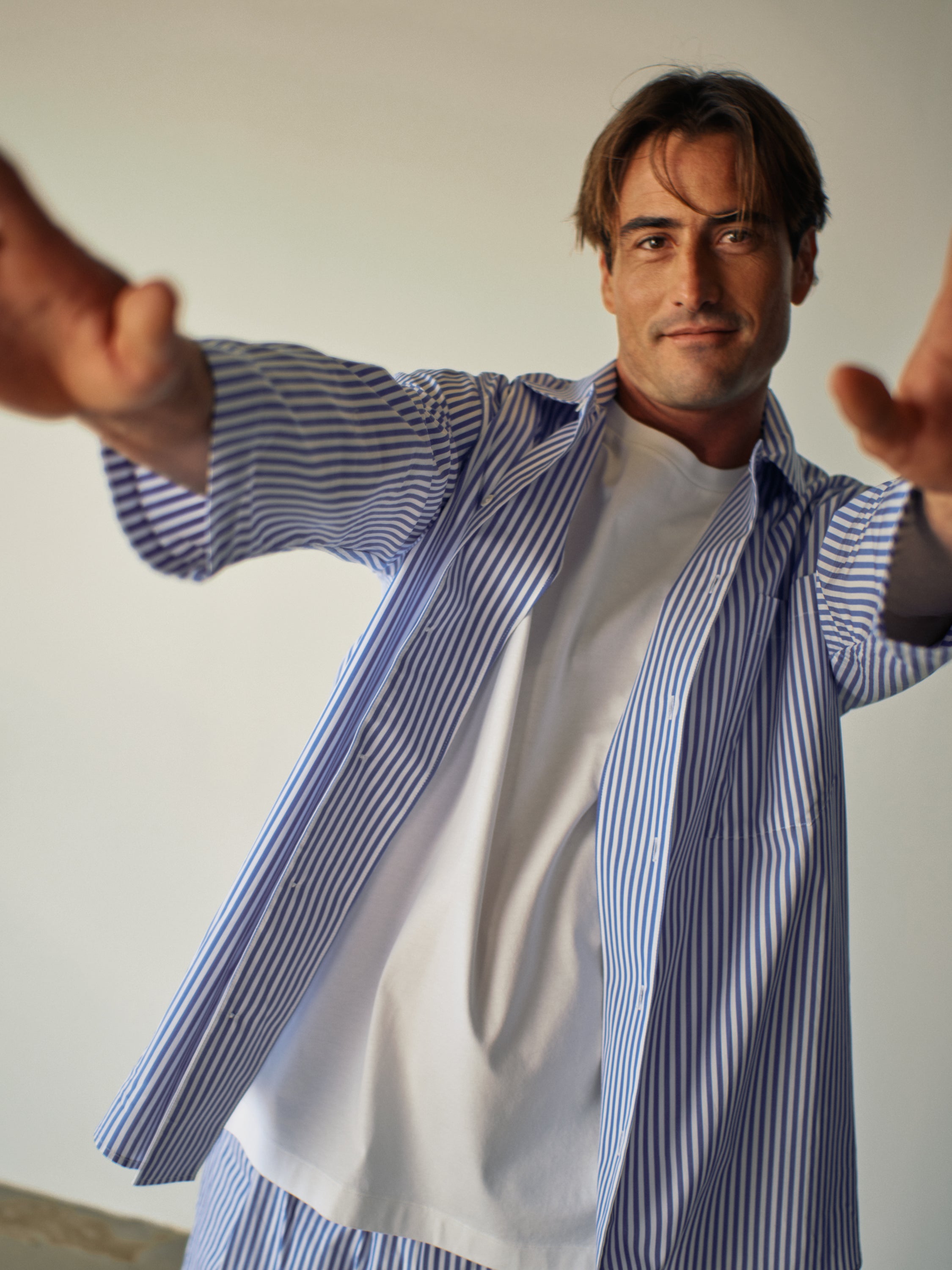 Pyjama Shirt - indigo blue stripe