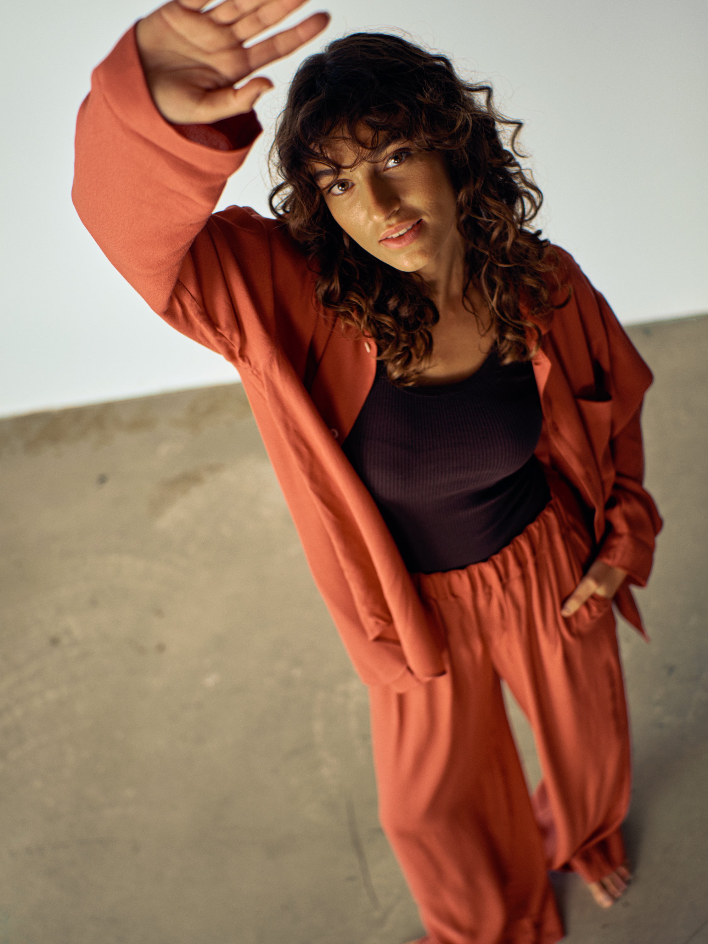 Wideleg Pyjama Pants - terracotta