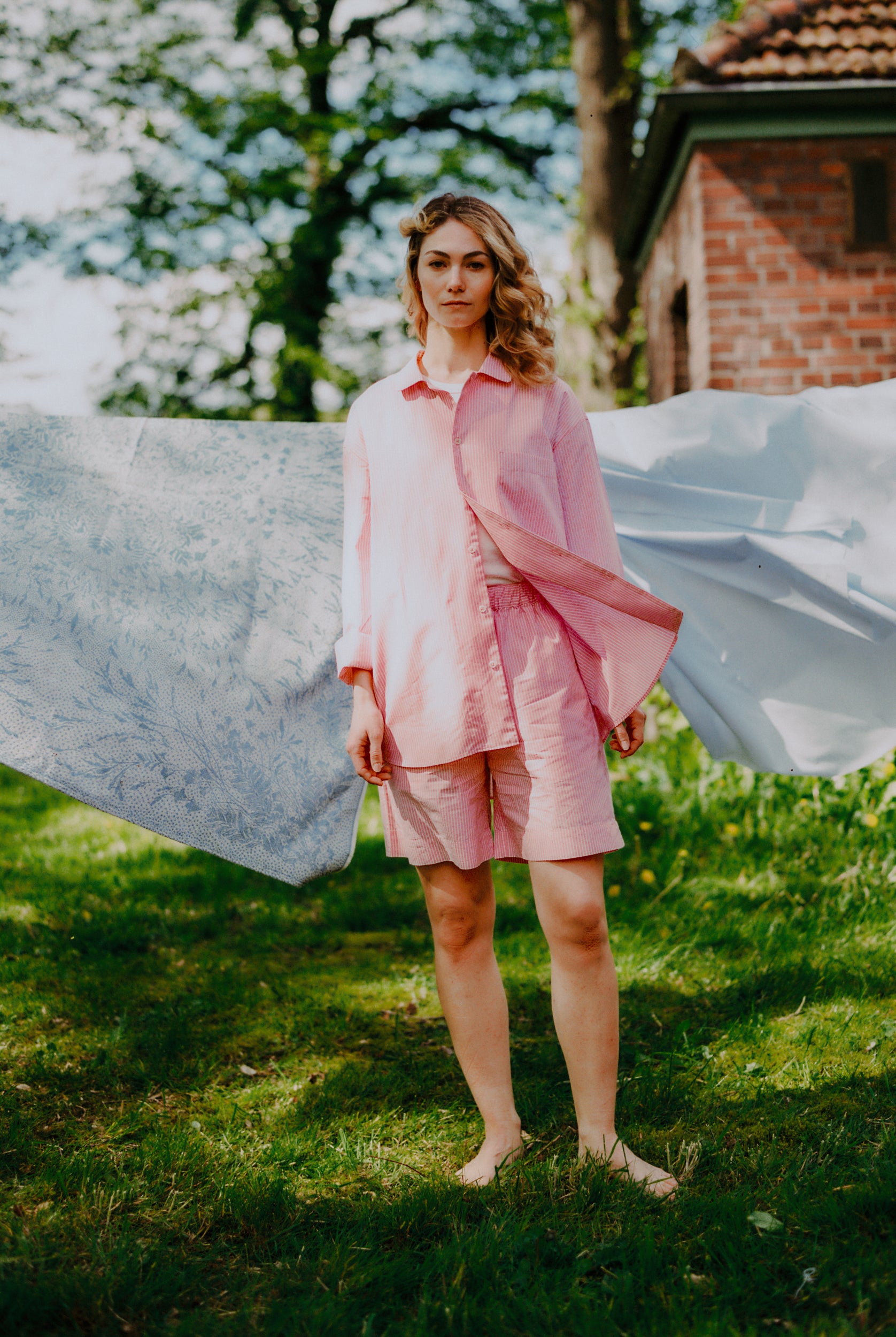 avonte-Summer-2024_sustainable sleepwear_short PJ_pretty pink stripe  outside_credits Niren Mahajan.jpg