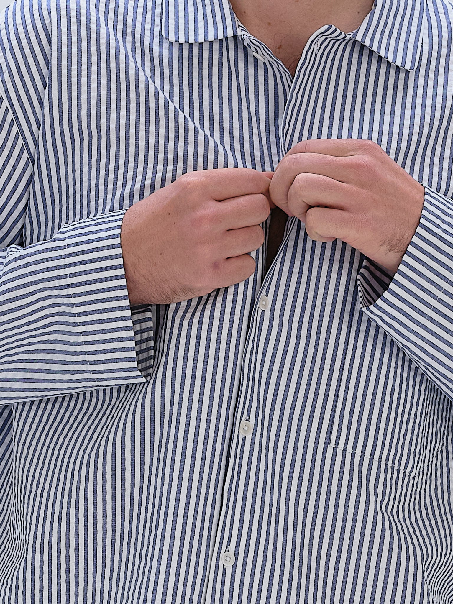 Pyjama Shirt - classic blue stripe