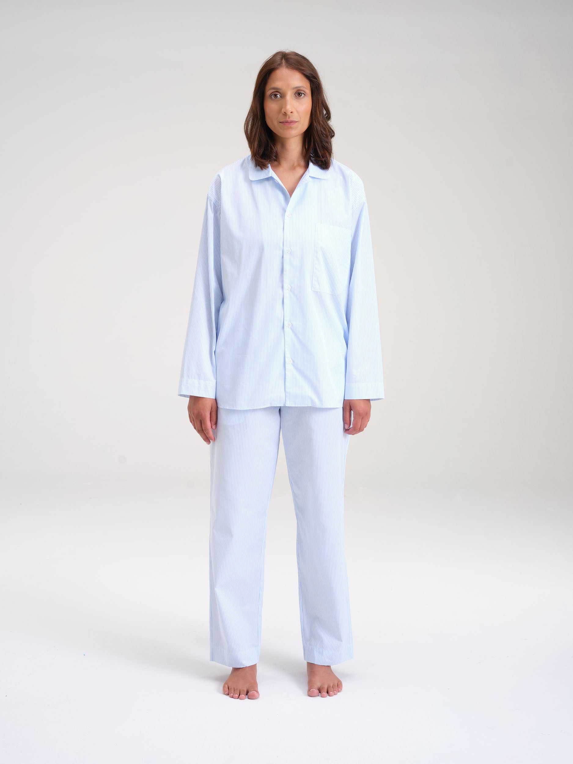 Pyjama Shirt - brave blue stripe