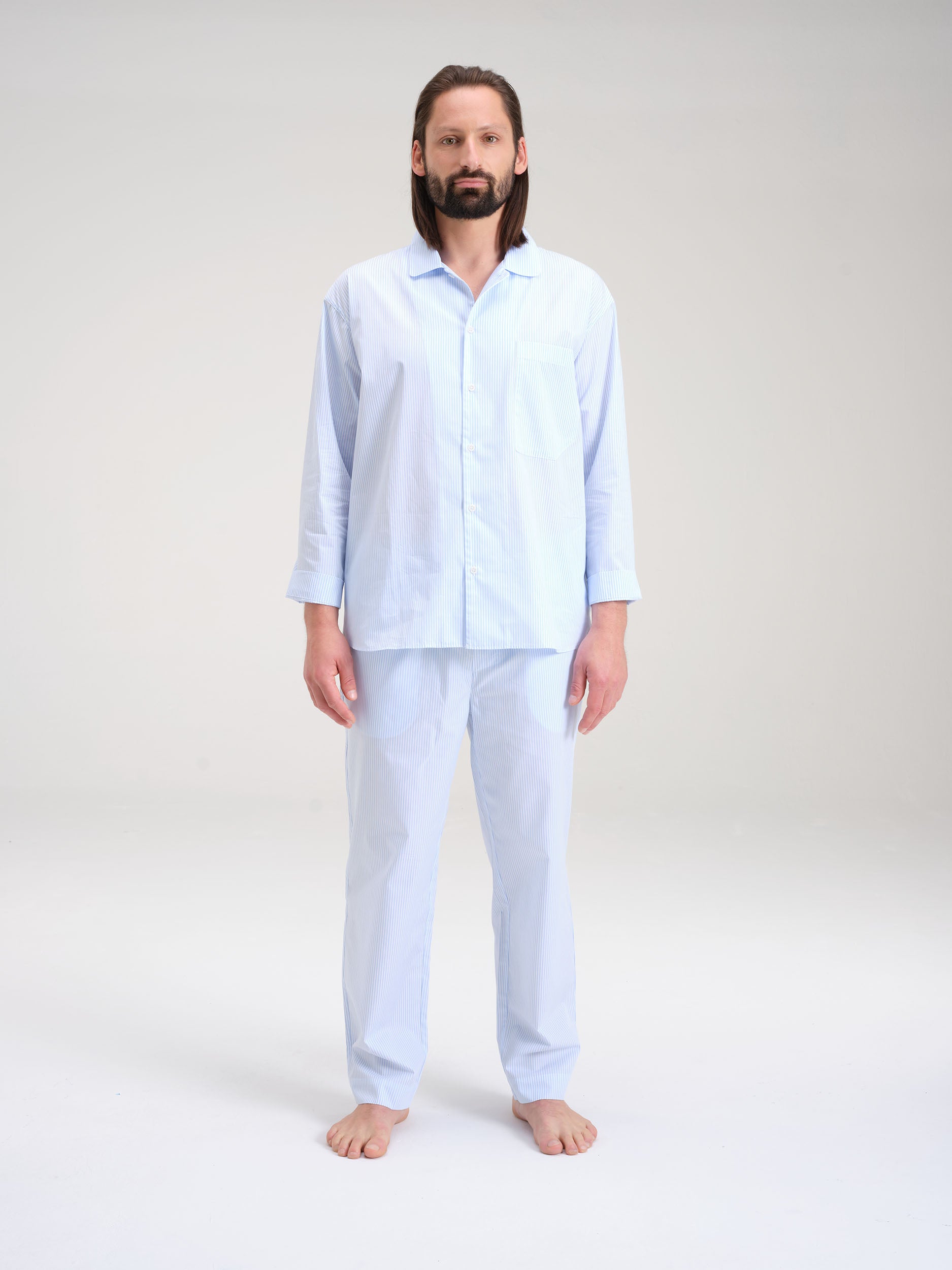 Pyjama Shirt - brave blue stripe