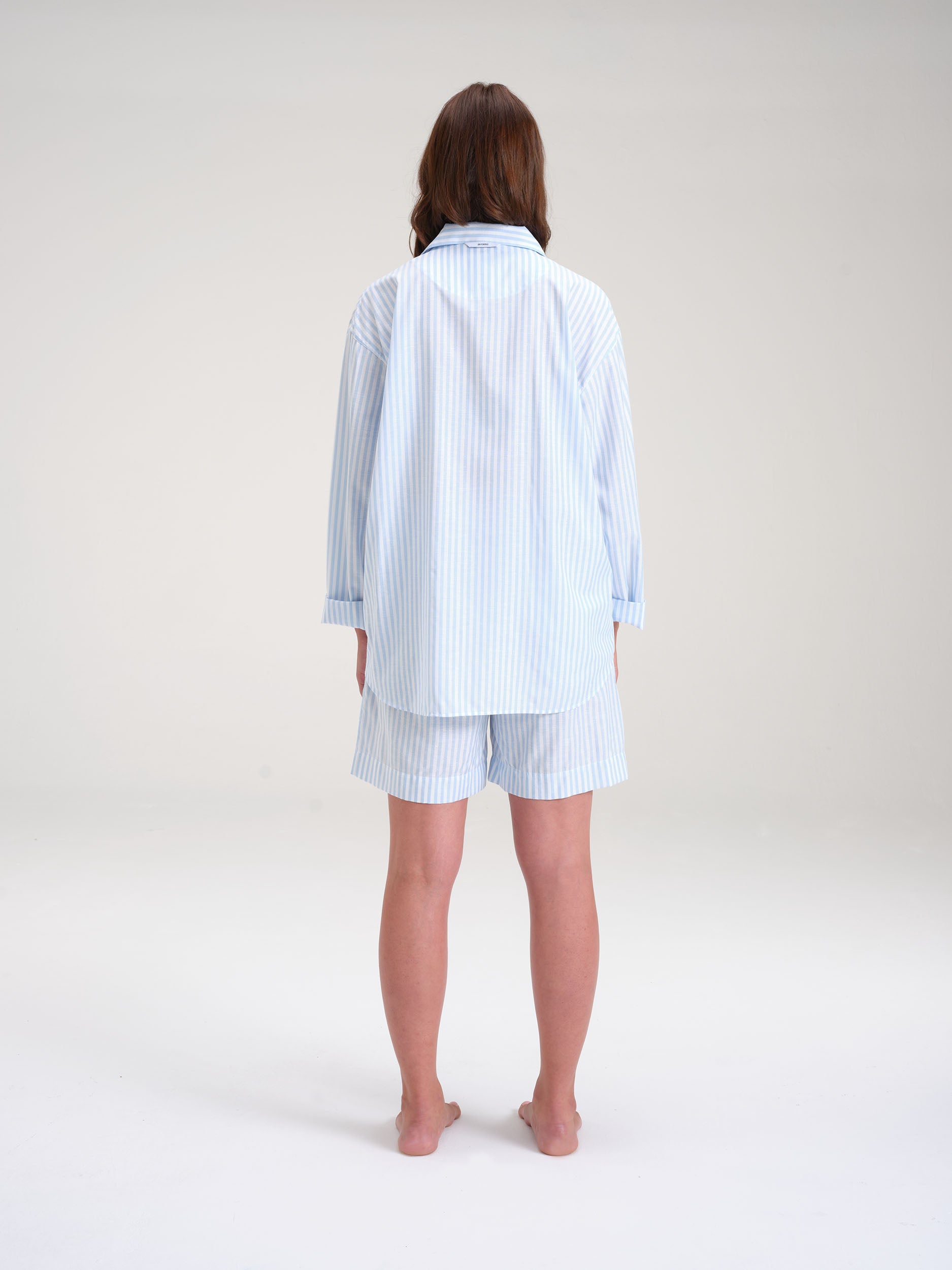 Pyjama Set (Shirt+ Shorts) - golden clouds stripe