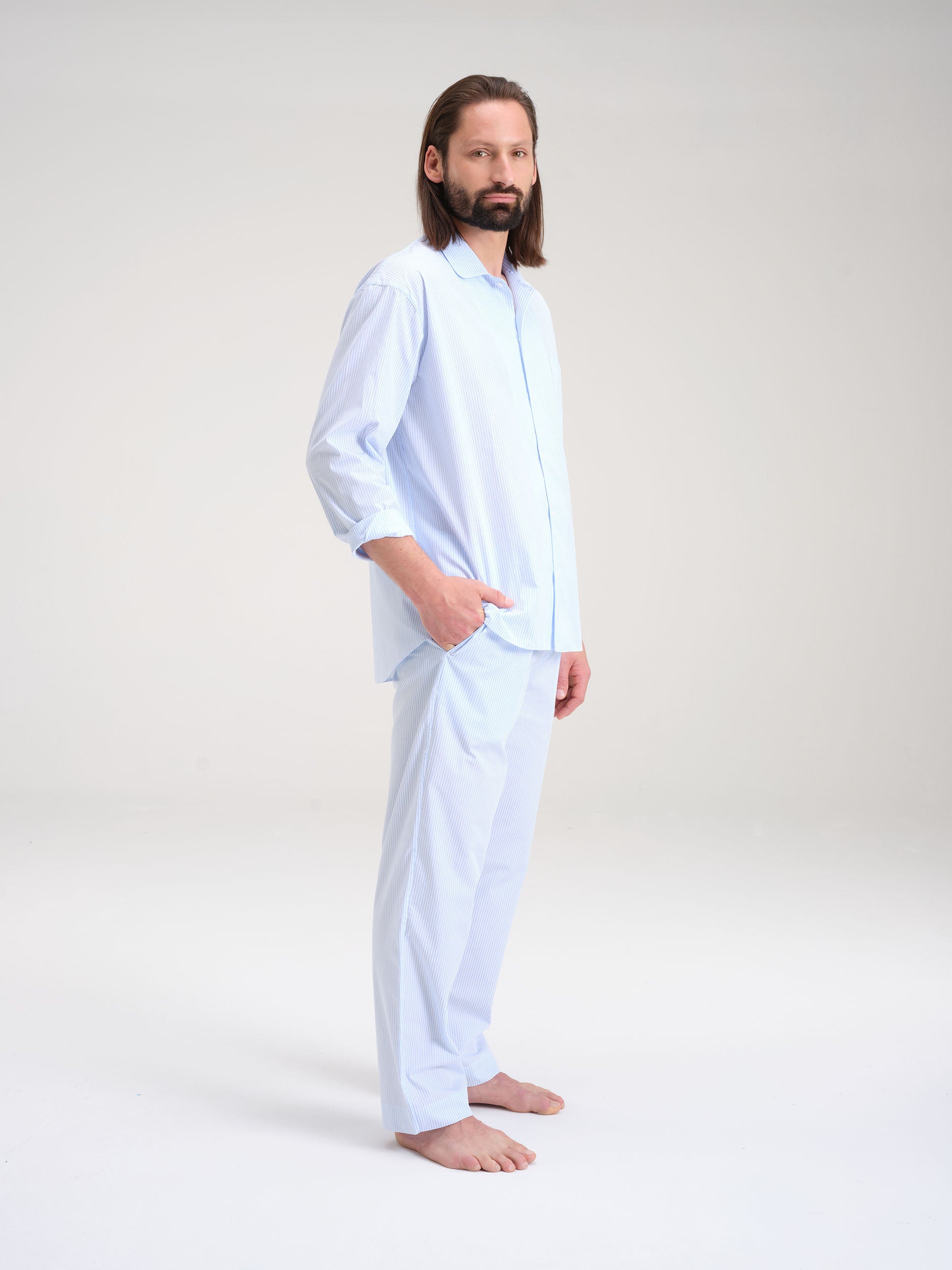 Pyjama Set (Shirt + Pants) - brave blue stripe