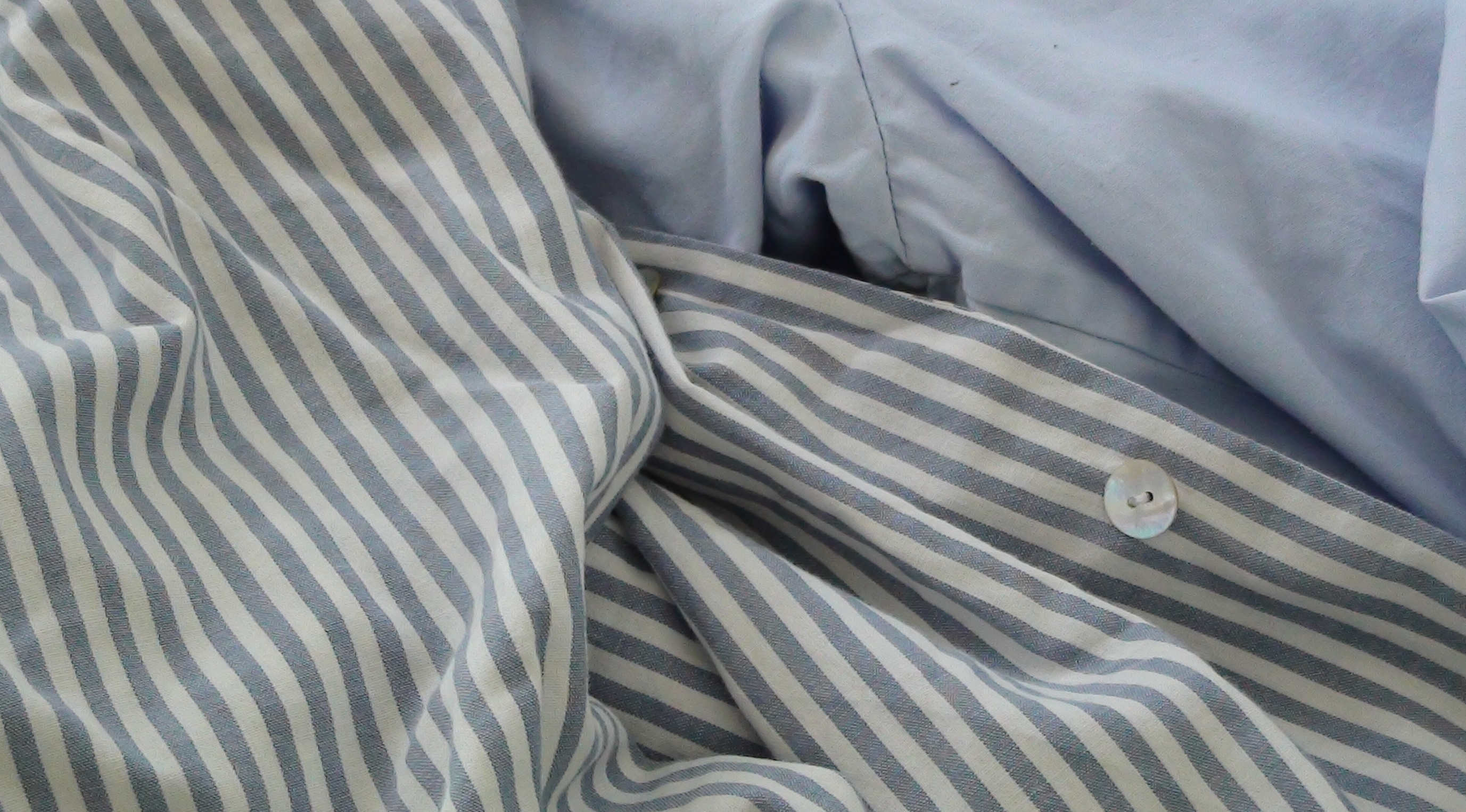 close up of striped and solid pyjamas