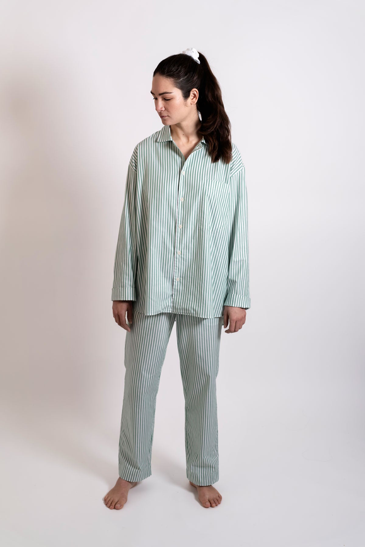 Pyjamaset - gratitude green stripe