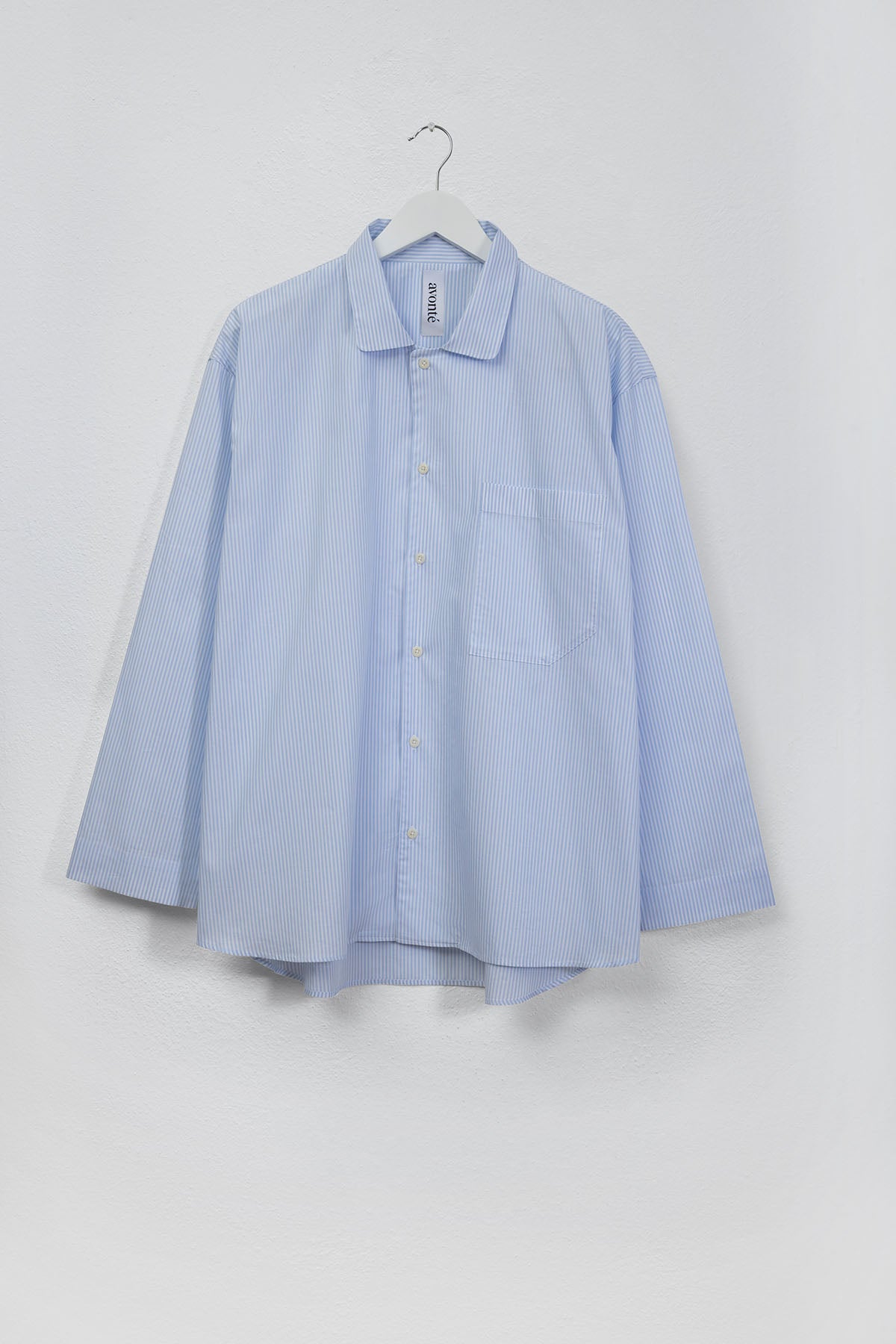 sustainable pyjama shirt in color brave blue stripe_avonte