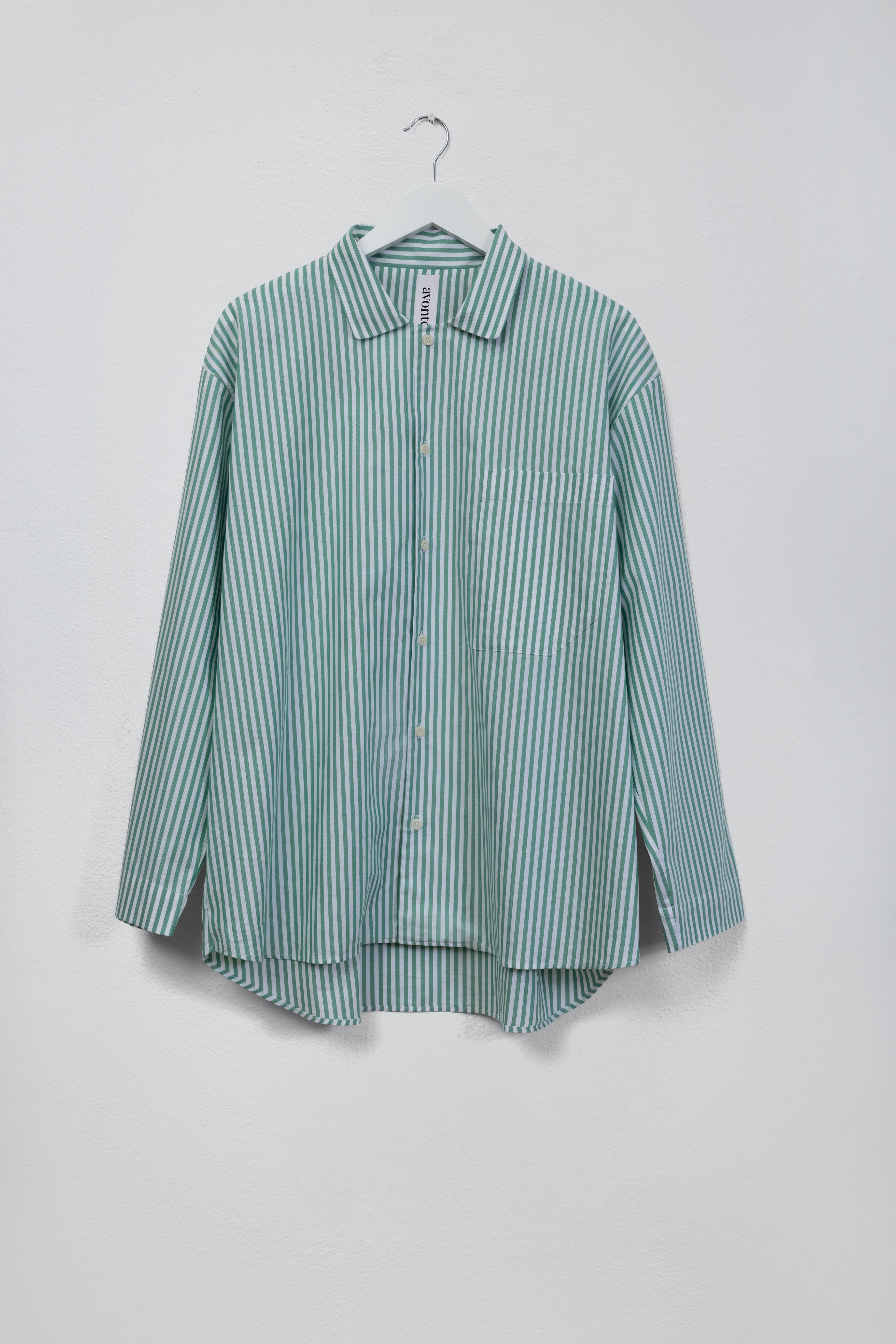 pyjama shirt in color gratitude green stripes_avonte