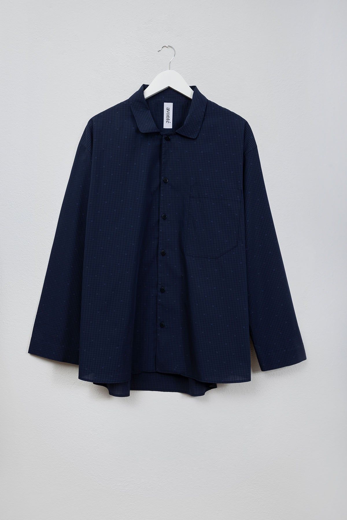 sustainable pyjama shirt in color midnight navy check_avonte